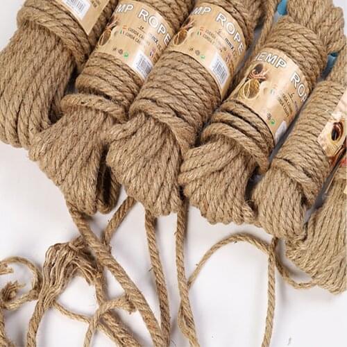 10M-50M Natural Jute Rope Twine Rope Hemp Twisted Cord Macrame String DIY Craft Handmade Decoration Pet Scratching 4mm-12mm