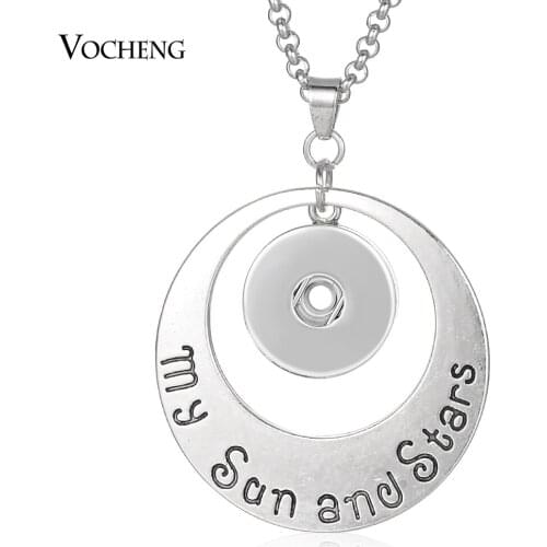 Vocheng Ginger Snap Button Jewelry Snap Charms Necklace Fit 18mm Sun and Stars Pendant with Stainless Steel Chain NN-649