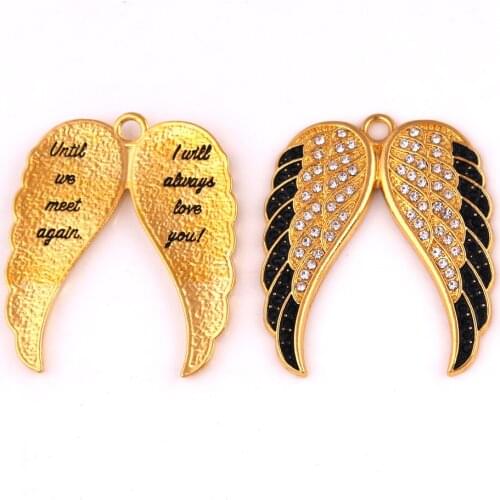 Pendants For Women Archangel Wing Design Romantic Love Letter With Fascination Crystals High Grade Zinc Alloy Dropshipping