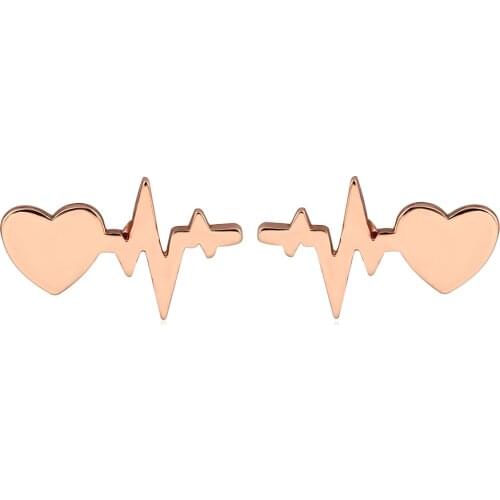 Cute Stainless Steel Heartbeat Stud Earrings For Women Love Heart Medical Nurse Doctor Gifts Fashion Statement Earrings Jewelry