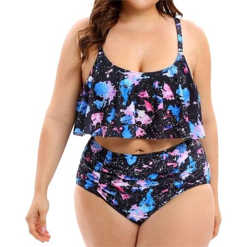 Womens Swimsuit Fashion Sexy Bathing Suit Summer Swimwear Leaf Print Fat Lady Plus Size Bikinis 2021 Woman Swim Two-piece Suits