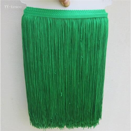 10 Meters Green Polyester Lace Tassel Fringe Lace Trim Ribbon Sew Latin Dress Stage Garment Curtain Accessories 30cm Width