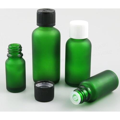 12pcs Frost Green Glass Essential Oil Bottles Container with Orifice Reducers Childprof Lids 5ml 1/3oz 2/3oz 1oz 50ml 100ml