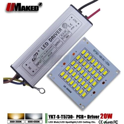 2set LED floodlight pcb With Driver AC 220V pcb plate 20W 2200lm SMD5730 Light Source for Outdoor Landscape Street light DIY
