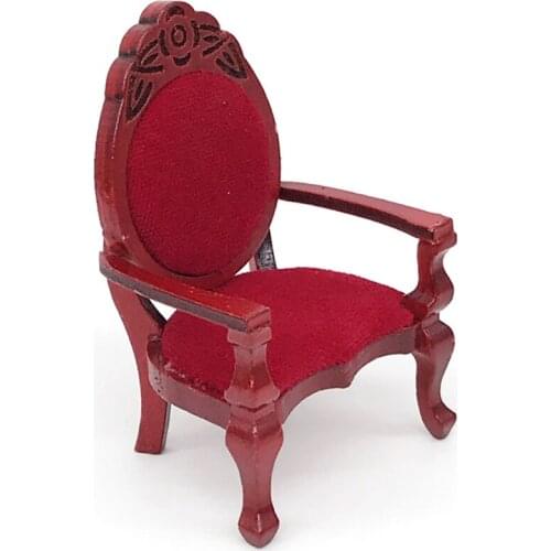 2020 New Classic Red Wooden Chair Mini Doll Furniture Model for 1/12 Dollhouse Play House Toys