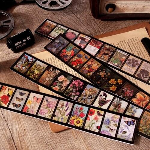 30 frames film Retro Plant Butterfly Garden Collage Photo Film DIY Diary Decorative Stickers Hand Account Collage Material