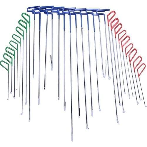 30 pcs in 1 PDR Hook Tools Push Rod Car CrowbarPaintless Dent Repair Tools PDR Dent Puller Lifter Kits Ding Hail Puller Set