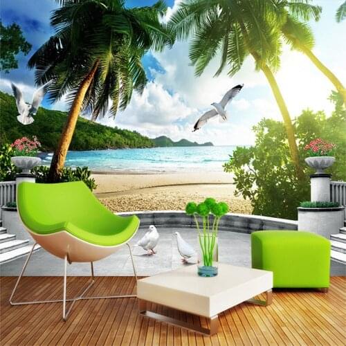 3D Wall Mural Southeast Asia Scenery Seaside Beach Forest Count Trees Custom Photo Wallpaper Living Room 3D Space Wall Papers