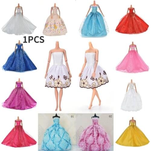 7 Colors Elegant Summer Clothing Gown doll Handmake wedding princess Dress Beaty Doll Party Dress for Doll Accessories