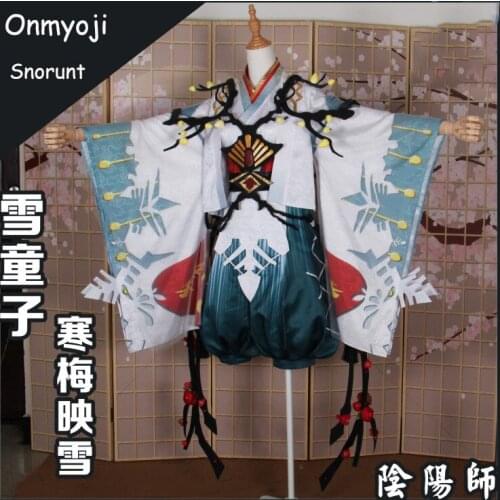 Anime! Onmyoji Snorunt HanMeiYingXue New Skin Gorgeous Kimono Uniform Cosplay Costume Halloween Outfit Free Shipping