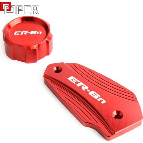 For Kawasaki ER6N ER-6N 2009 2010-2016 2011 2012 2013 2014 Motorcycle Aluminum Front & Rear Fluid Reservoir Cap Cover With Logo