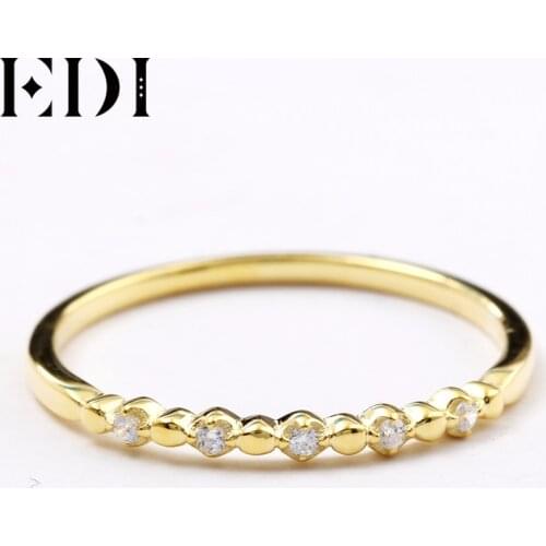 EDI 14kt Yellow Gold Natural Real Diamond Band Ring Star Ball All Match Diamond Infinity Ring Dainty Ring For Women Stack Ring