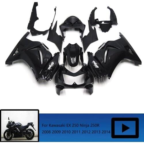 EX 250, 2012 EX 250 fairing 2011ABS Ninja Fairing 250R 2008-2014 Black Body Kit Fairing