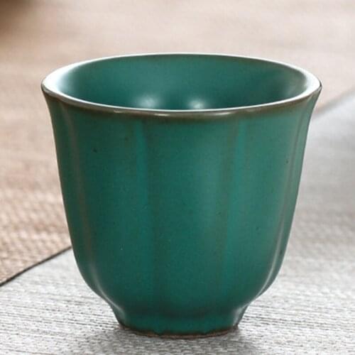 Porcelain Petals Flower Tea Cup Vintage Master Cup White Green Ceramic Tea Bowl Retro Home Decor Drinkware