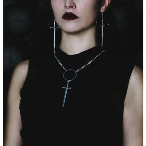 Goth Swords Necklace,Choker Necklace-Silver plated -Tarot -Goth -Avant Garde- Occult - Witchy- Edgy - Medieval Jewelry