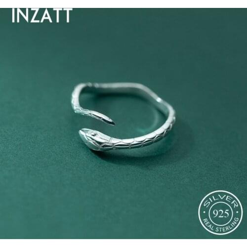 INZATT Real 925 Sterling Silver Irregular Snake Adjustable Ring For Fashion Women Fine Jewelry Punk Minimalist Accessories