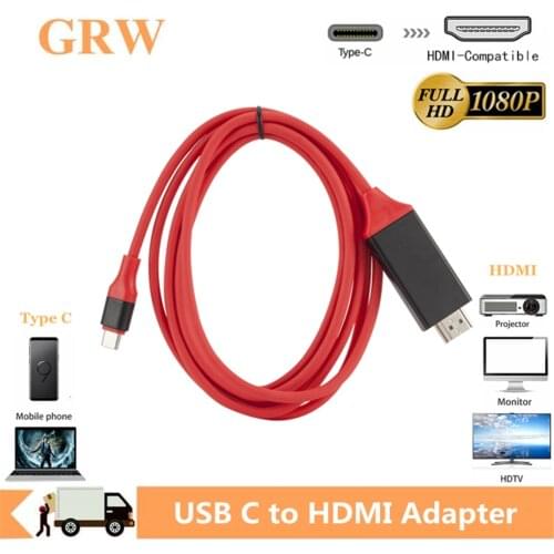Grwibeou USB C to HDMI Cable USB 3.1 to HDMI 4K Adapter Cables for MacBook Samsung Galaxy S9/S8 Huawei USB-C Cable