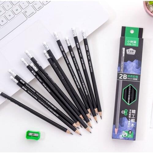 96pcs Kawaii Pencils Hexagon 2B Wooden Pencil with Erasers for School Office Supplies Art Drawing Pencil Stationery Kids Prizes