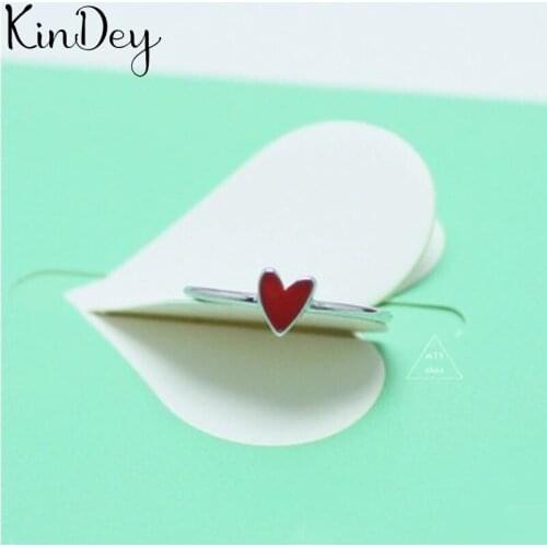 Personality Punk Vintage Red Love Heart Rings For Women Men Resizable Size Rings Fashion Trendy Boho Jewelry