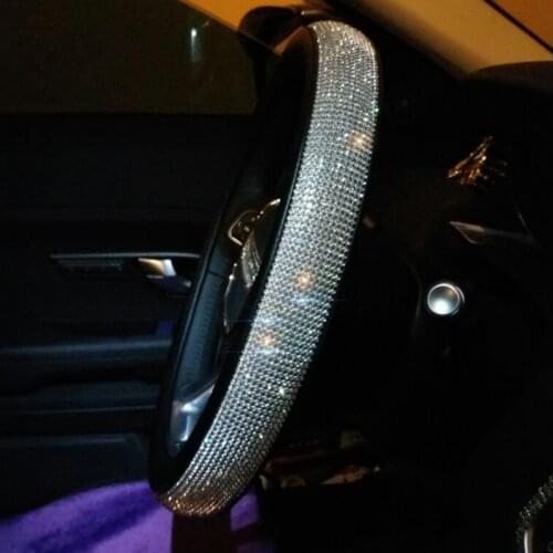 Bling Bling Rhinestones Crystal Car Steering Wheel Cover PU Leather Steering-wheel covers Auto Accessories Case Car Styling