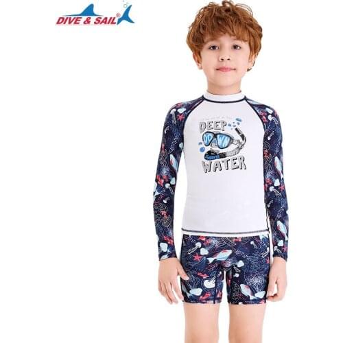 Summer new childrens swimsuit sunscreen split swimming shorts short-sleeved childrens drifting snorkeling wetsuit suit
