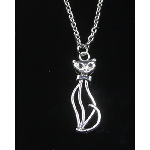 Fashion 34*11mm Hollow Cat Pendant Necklace Link Chain For Female Choker Necklace Creative Jewelry party Gift