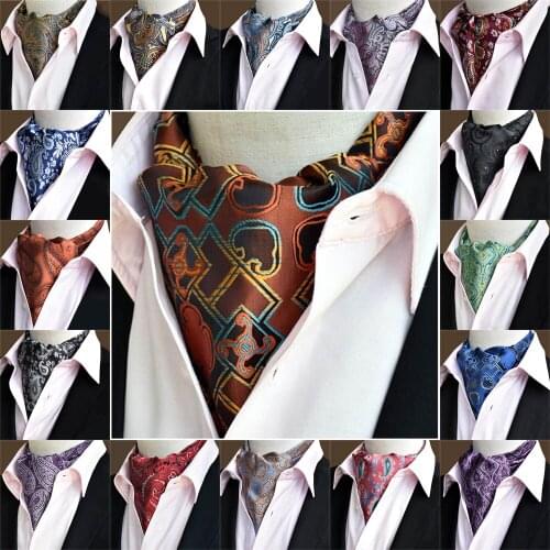 Men High Quality Paisley Floral Cravat Wide Ties Polka Dots Ascot Scarf Hot Sale BWTRS0114