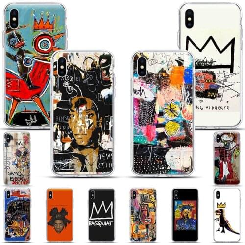 Soft Clear Silicone Phone Case For iPhone 12 11 Pro X XR XS Max 7 8 6 6s Plus SE Jean-Michel Basquiat Art Graffiti Fashion Cover