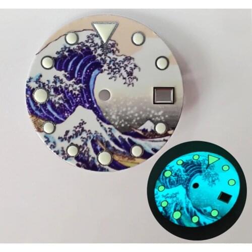 Tuna 6105 SBBN015 6109 SK007 Watch dial Luminous Kanagawa Surfing Dial 28.5mm 29mm Diameter Universal replacement dials parts