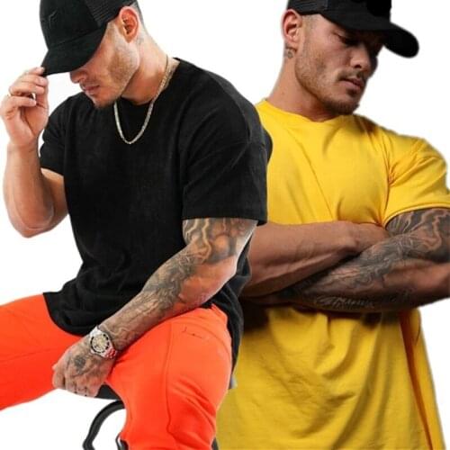 2021 New Men gyms t shirt Fitness Bodybuilding large size Cotton t shirt Men Short Sleeve t shirt workout male sports Shirts