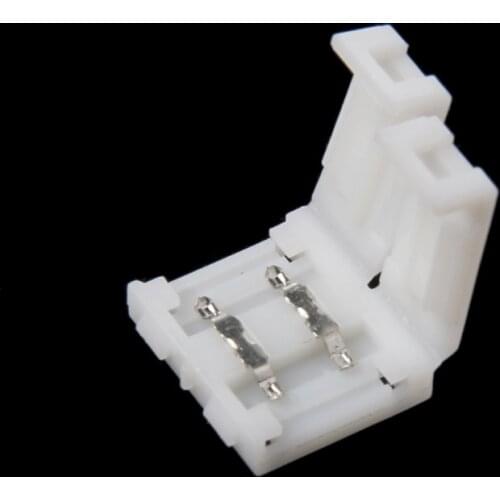 OOTDTY Solderless Clip-on Coupler Connector 2 Pin 10mm For 5050 Single Color LED Strip Light