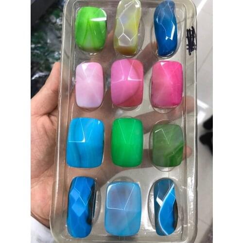 Wholesale mixed 6pcs/lot Agate Carnelian Faceted Ring,Faceted Large Gem stone Ring