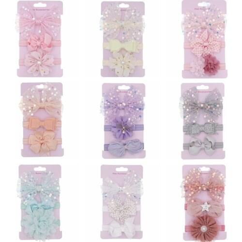 3pcs/set Kid Sequins Bowknot Hair Accessories Flower Headband Party Princess Dress Decoration High Quality Photography Props