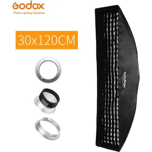 Godox 12"x 47" 30 x 120cm Strip Honeycomb Grid Rectangular Softbox for Photo Strobe Studio Flash Profoto Mount Softbox