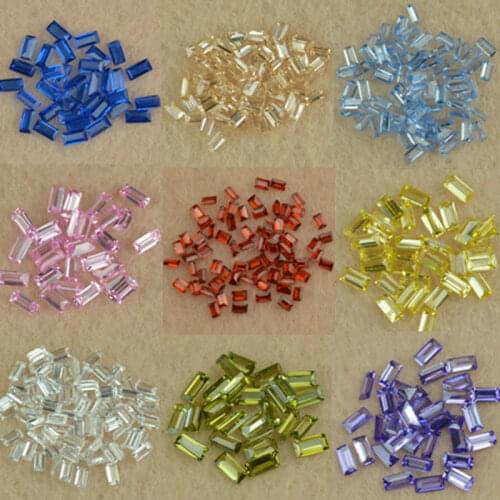 Mix Colour 1x1.5~3X6 White Champagne Pink Loose Synthetic Gems CZ Rectangle Baguette Shape Step Cut Cubic Zirconia Stone For DIY