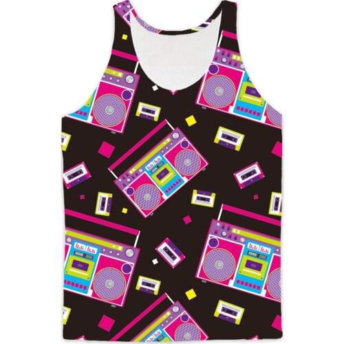 REAL American SIZE Retro Boom Box fashion 3D Sublimation Print Tank top - plus size 4XL 5xl 6XL