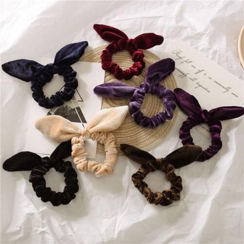 1pc Women Velvet Bow Streamer Scrunchies Hair Rope Tie Elastic Hair Bands Ponytail Holder Girls Hair Accessories