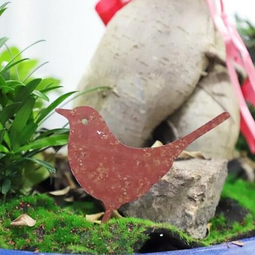 Rusty Metal Bird Silhouettes Garden Fence Decor Woodpecker Robin Steel Country Yard Art Gardening Decoration Metal Bird