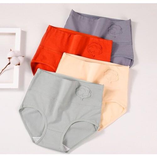 4Pieces High Waist Panties Women Pure Cotton Body Shaper Underwear Fashion Seamless Briefs Breathable Comfort Female Lingerie