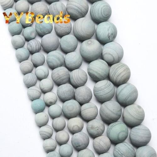 Dull Polished Natural Blue Stripes Wood Jaspers Matte Gem Stone Beads Spacer Beads For Jewelry Making Bracelet 15" 4 6 8 10 12mm