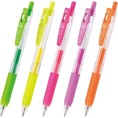 Japan Zebra SARASA Clip JJ15 Neon Color Push Gel 0.5mm Fluorescent Colors Japanese Pens School Supplies Kawaii