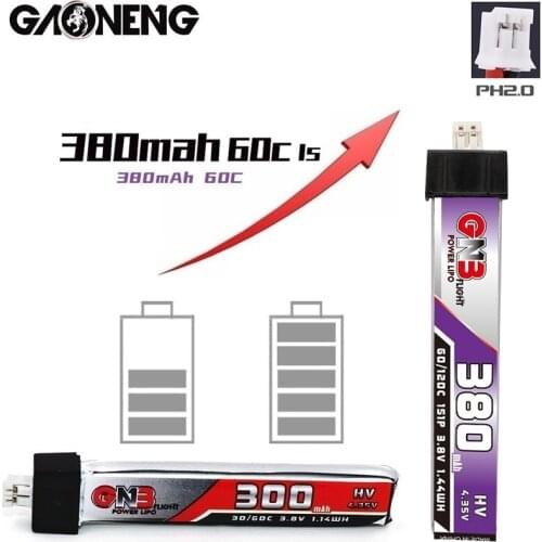 1-10Pcs GAONENG GNB 1S 300mAh 3.8V 60C 4.35V HV Lipo battery PH2.0 for UK65 US65 Blade Inductrix BetaFPV 65S URUAV UR65 RC Drone