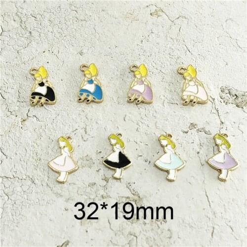 10pcs/lot Alice Maid Enamel Charms For Jewelry Making Bracelet/Necklace/Earrings Fashion Jewelry Girls Accessories YZ275