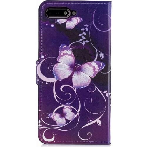 100pcs/lot Flower Butterfly pattern leather Stand Case for Huawei Y6 2018