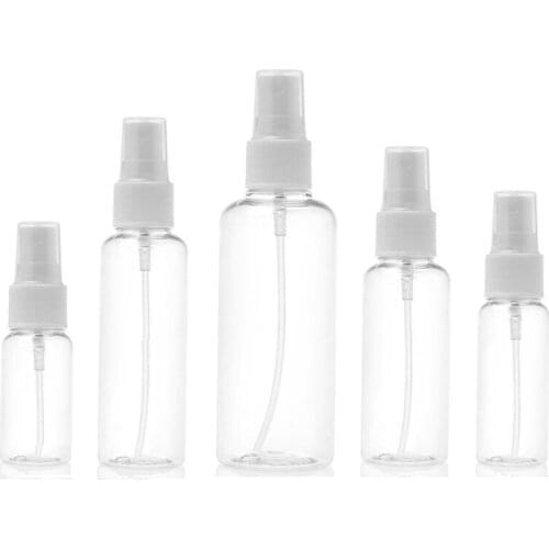 100PCS Empty Spray Refillable Bottle 10ml 30ml 50ml 60ml 100ml Travel Transparent Plastic Perfume Atomizer