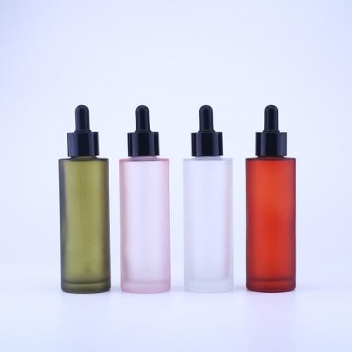 120PCS 100ML PINK Frosted Glass Dropper Bottle Empty Cosmetic Packaging Container Vials Essential Oil Bottles 4Colors
