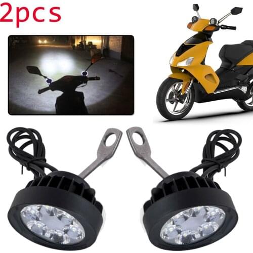 2pcs Motorcycle Headlight Fog Driving Lights Front Head Lamp 6 LED 12V-85V Motorbikes Rear View Mirror Spotlights High Quality