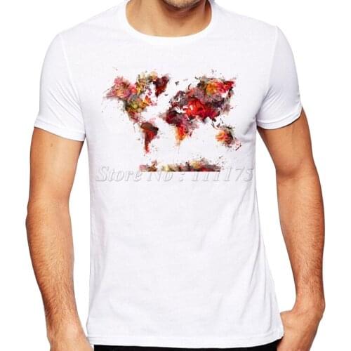 2019 Mens Summer Fashion Future World Map Printed T Shirt High Quality Cool Design Tops Custom Hipster Tees