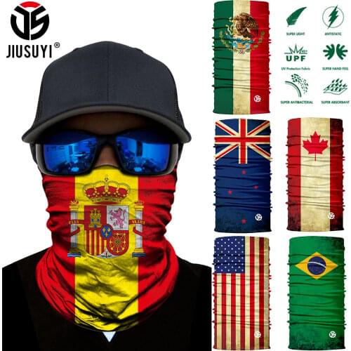 3D Magic Seamless Bandana National Flag Scarf Cycling Hiking Windproof Neck Gaiter Mexico Spain Tubular Face Balaclava Men Women