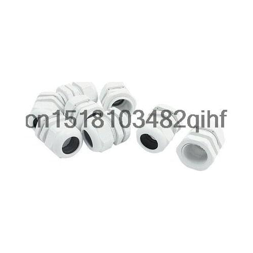 8 Pcs PG25 White Waterproof Connector Cable Gland for 16-21mm Dia Wire
